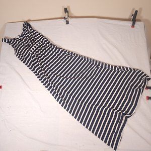 Boden Striped Maxi Dress Womens 10L Blue White Tank Sleeveless Gathers Beach